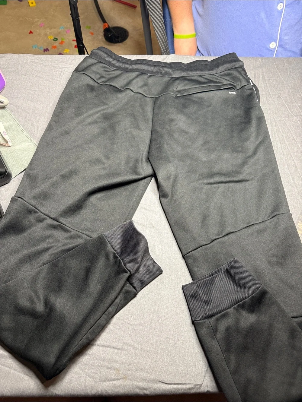 Hurley Men's Black Athletic Jogger Pants with Drawstring Waist